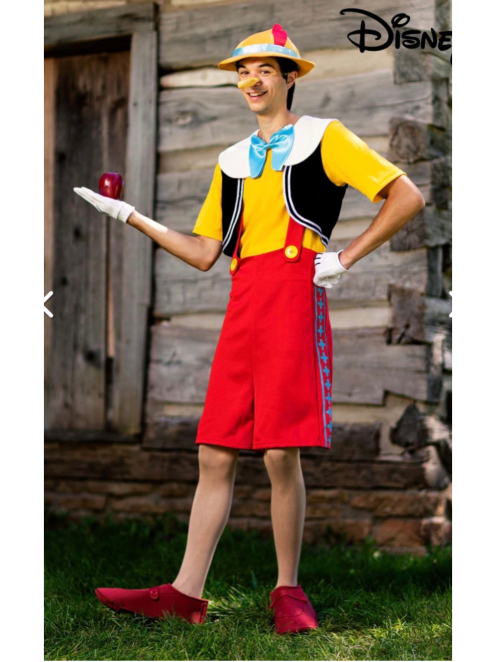Adult Disney Pinocchio Costume Yellow Red Halloween Outfit adult medium